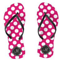 Fuchsia et Pois blancs avec Monogramme