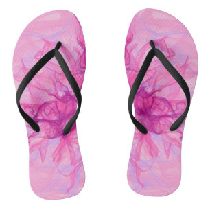 Tongs FUMÉE ROSE - Art fractal moderne et abstrait -