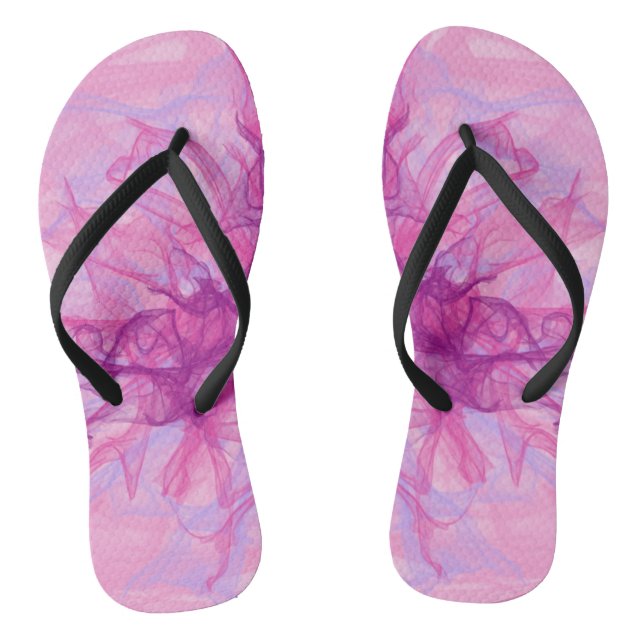Tongs FUMÉE ROSE - Art fractal moderne et abstrait - (Semelle)