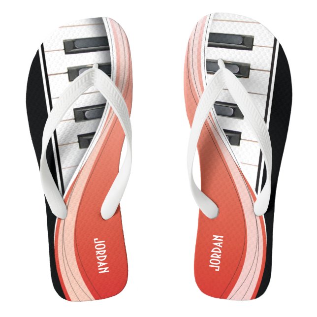 Tongs Fun Piano Design Avec Red Swoosh (Semelle)