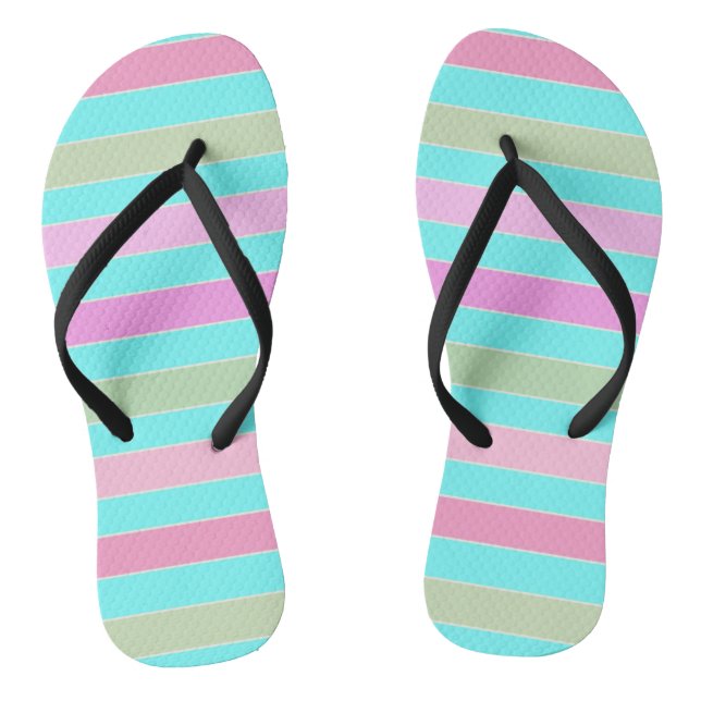 Tongs Fun striped lined lines pastel summer colors (Semelle)