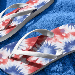 Tongs Fun Tie Dye Motif rouge blanc bleu