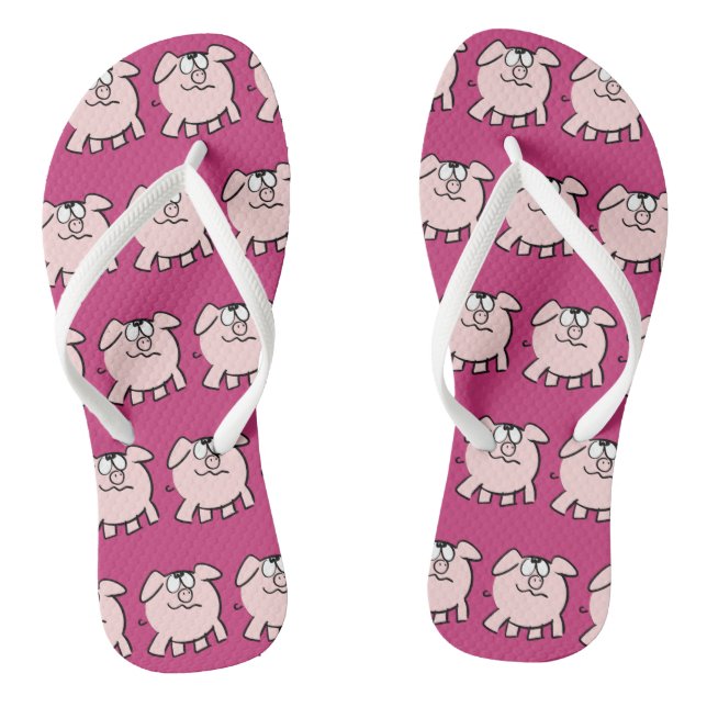 Tongs Funny 2 Cartoon Cochon Choisir la couleur Femmes T (Semelle)