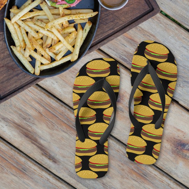 Tongs Funny Hamburger Bun BBQ Fast Food Flip Flops (Créateur téléchargé)