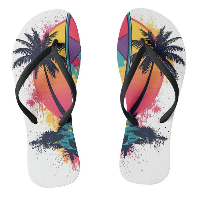 Tongs Geometric Abstract Surf Art Flip Flops - Colorful  (Semelle)