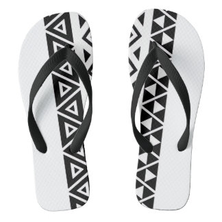 Tongs géométriques noir et blanc modernes pour adu