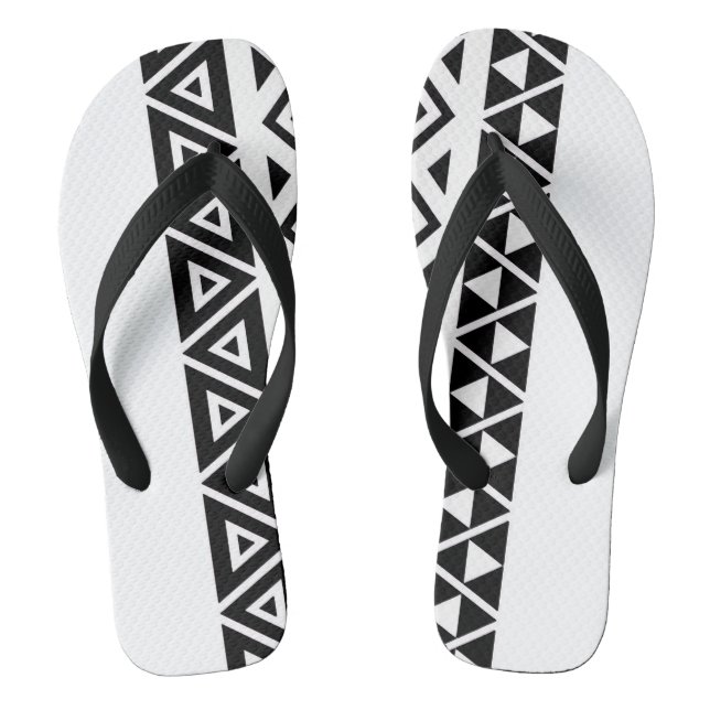 Tongs géométriques noir et blanc modernes pour adu (Semelle)