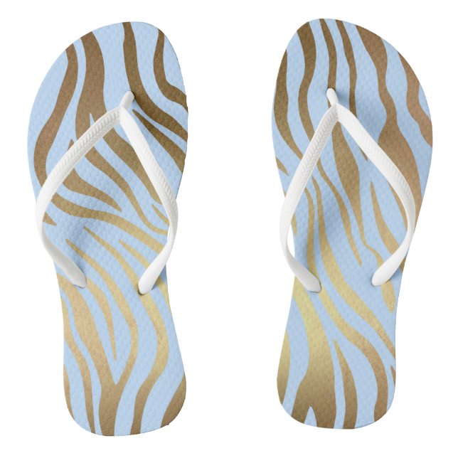 Tongs Glam Chic Blue Gold Tiger Zebra Skin (Semelle)