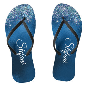 Tongs Glitter Royal Blue Foil Nom individuel