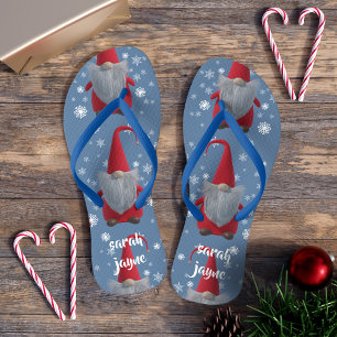 Tongs Gnomes Noël Motif en juillet Personnalisé