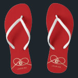 Tongs Gold Knot Union Double Bonheur Mariage chinois<br><div class="desc">Double bonheur minimaliste moderne noeud d'union, d'amour et de mariage en rouge et or. Le double bonheur est un symbole classique et auspicieux utilisé dans tous les mariages chinois, orientaux et asiatiques. Conçu par fat*fa*tin. Facile à customiser avec votre propre texte, photo ou image. Pour des demandes personnalisées, veuillez contacter...</div>