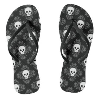 Tongs Gothique crâne d'été damassé Halloween adorable