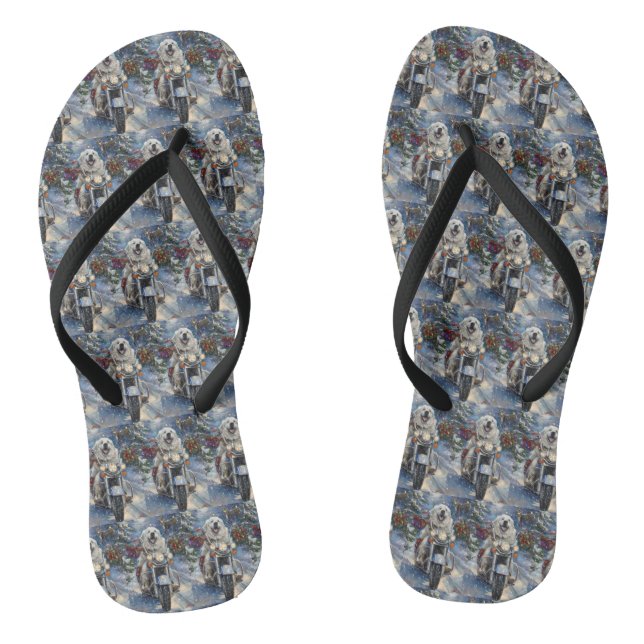 Tongs Grand Pyrénées Chien équitation Moto Noël (Semelle)