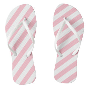 Tongs Grandes bandes diagonales roses et blanches