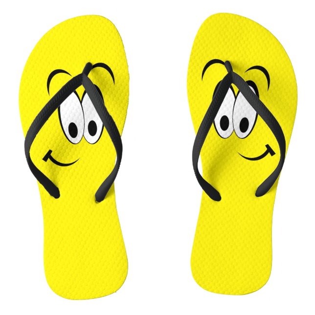 Tongs Grands yeux souriants Flip Flops jaunes (Semelle)