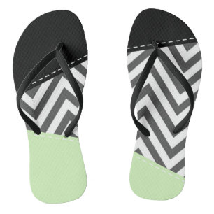 Tongs Gray Zigzag, Gray Chevron, Zigzag Pattern, Mint