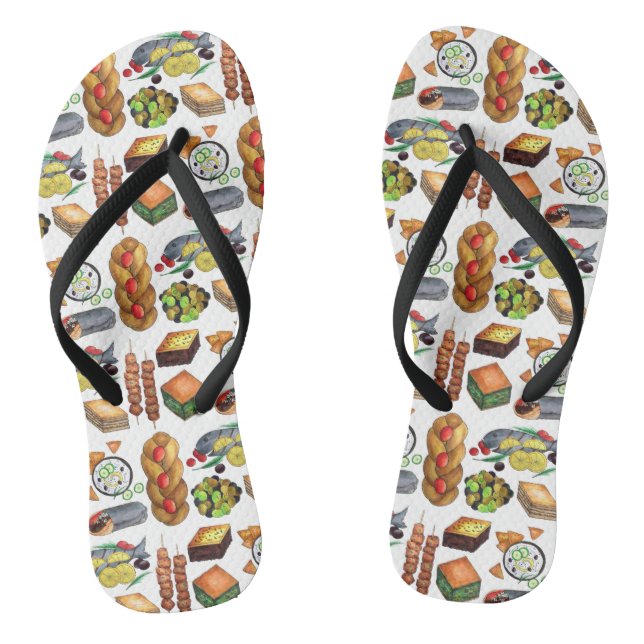 Tongs Grèce Méditerranéen Imprimer Cuisine grecque (Semelle)