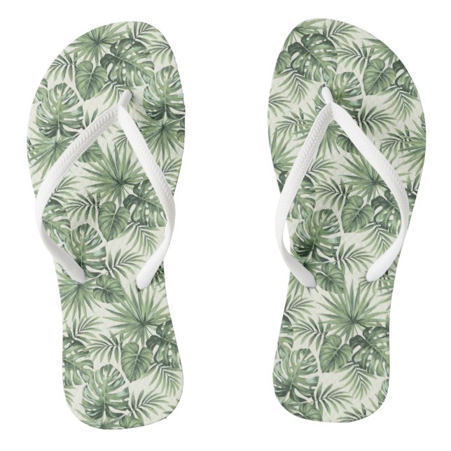 Tongs Green Tropical Palm Feuille Motif (Semelle)