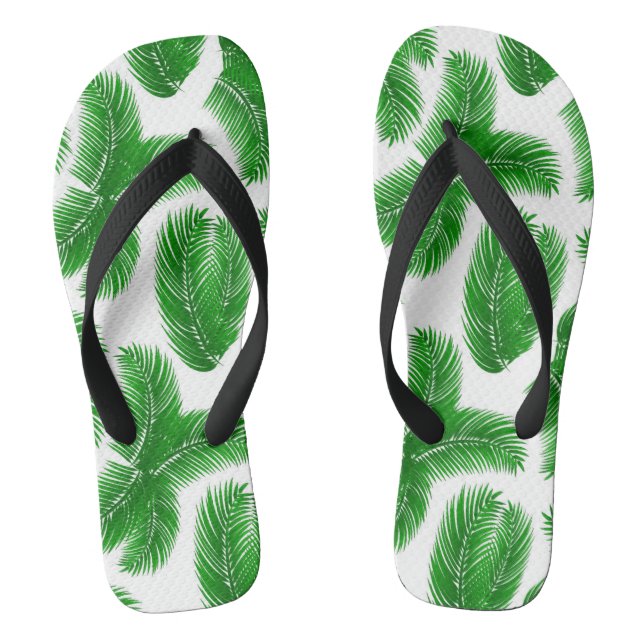 Tongs Green Tropical Palm Leaf Pattern (Semelle)