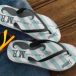 Tongs Groom Beach Mariage Vintage Je suis Elle M.<br><div class="desc">Groom Personnalisé Vintage Je suis Son M. Stripes Motif - Photo Props! Lune de miel</div>