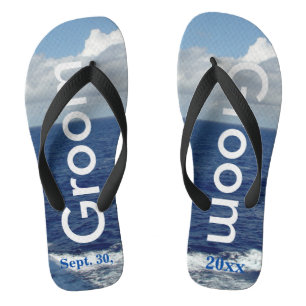 Tongs Groom Ocean Waves Blue Sky