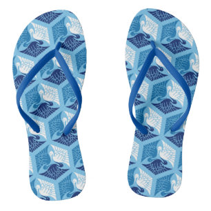 Tongs Grues japonaises, marine, blanche et bleu clair