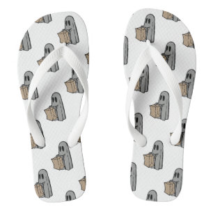 Tongs Halloween, Jolie Gris Fantôme, Trick Ou Treat, Boo