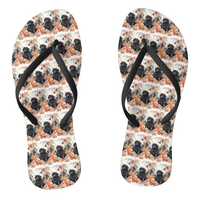 Tongs Halloween Terre-Neuve avec la peur Citrouille (Semelle)