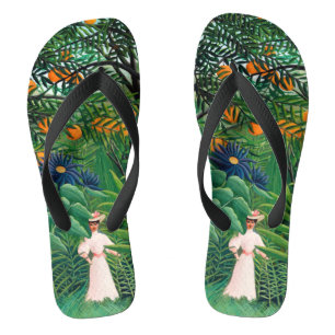 Tongs Henri Rousseau - Femme marchant dans une forêt exo