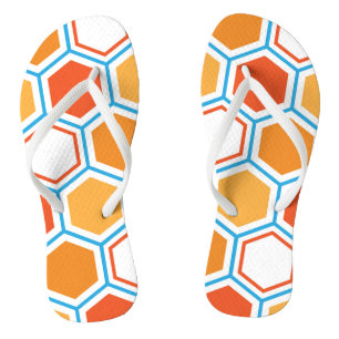 Tongs hexagone en orange, bleu et blanc