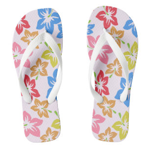 Tongs Hibiscus Coloré, Motif De Fleurs