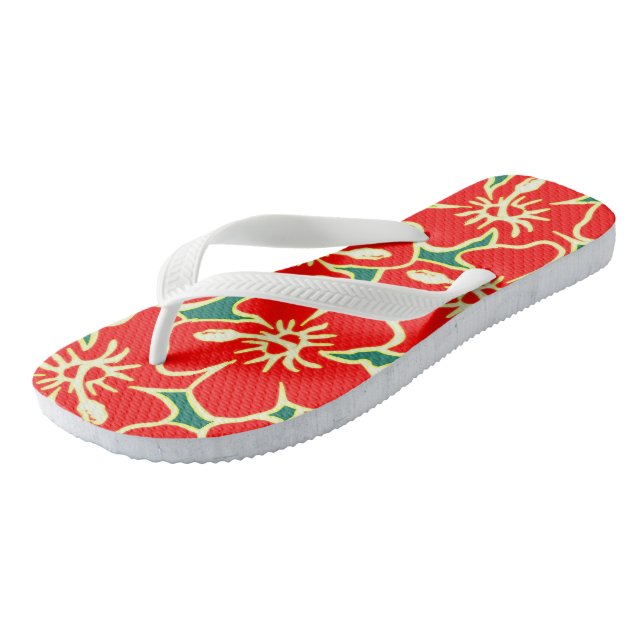 Tongs Hibiscus hawaïens Luau Fleurs tropicales (Incliné)
