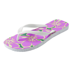 Tongs Hibiscus hawaïens Luau Fleurs tropicales roses