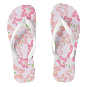 Tongs Hibiscus Rose, Fleurs Roses, Motif De Fleurs