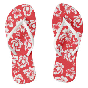 Tongs Hibiscus rouge hawaïen