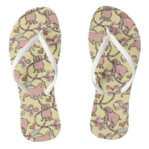 Tongs Hilarié motif chinois porc année Jaune femmes FF