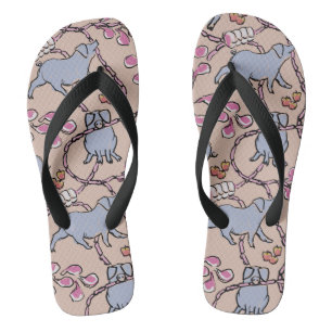 Tongs Hilarié motif chinois porc année vieux rose hommes