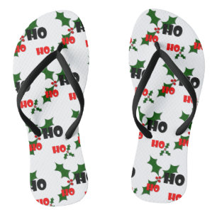 Tongs Ho Ho Ho Holly & Berries Flip Flops
