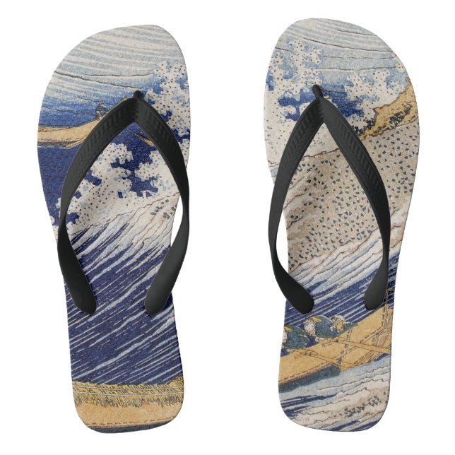 Tongs Hokusai Ocean Waves Sea Boats (Semelle)