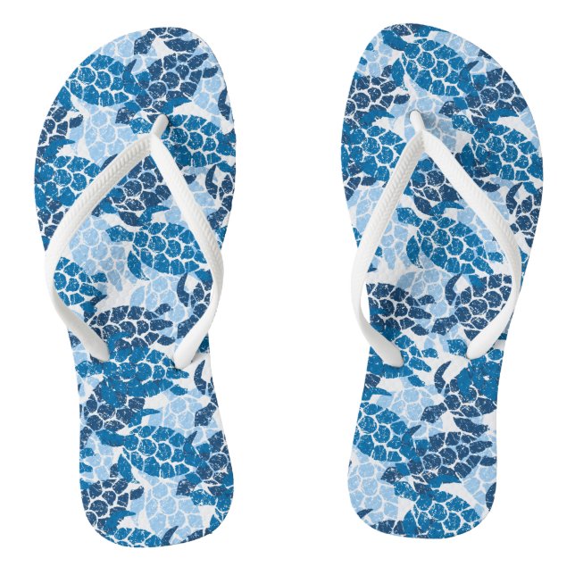 Tongs Honu Sea Turtle Hawaiian Tapa Indigo (Semelle)