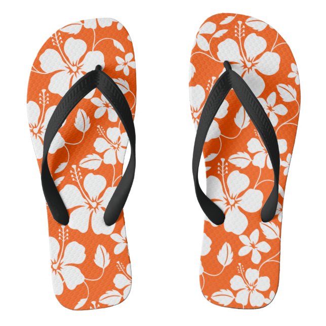 TONGS HULA HAÏIENNE (HIBISCUS) ORANGE (Semelle)