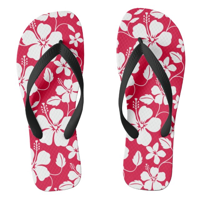 TONGS HULA HAÏIENNE (HIBISCUS) ROUGE (Semelle)