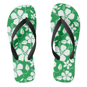 TONGS HULA HAÏIENNE (HIBISCUS) VERT