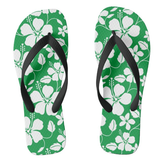 TONGS HULA HAWAIEN (HIBISCUS) VERT (Semelle)