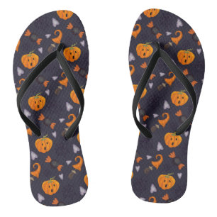 Tongs Icônes Halloween Citrouille Candy Vacances Motif