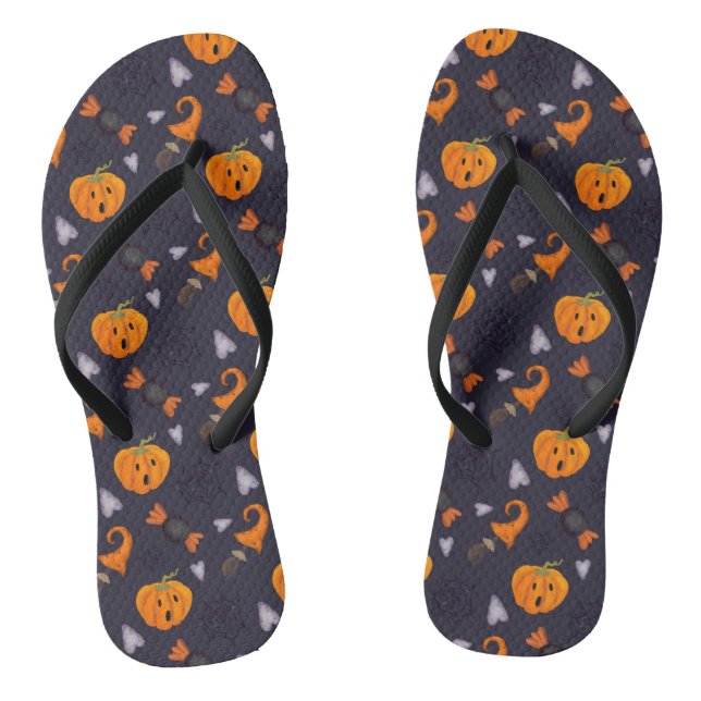 Tongs Icônes Halloween Citrouille Candy Vacances Motif (Semelle)