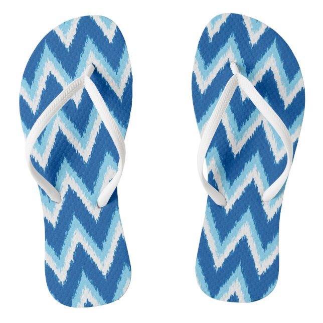 Tongs Ikat Chevron Stripes - Cobalt, Sky Blue et White (Semelle)