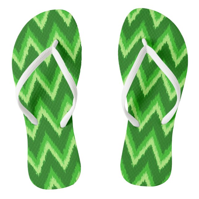 Tongs Ikat Chevron Stripes - Pin et Lime Green (Semelle)