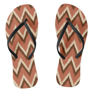 Tongs Ikat Chevron Stripes - Rouille, Brown et beige