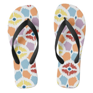 Tongs Ikat coloré de diamants géométrique